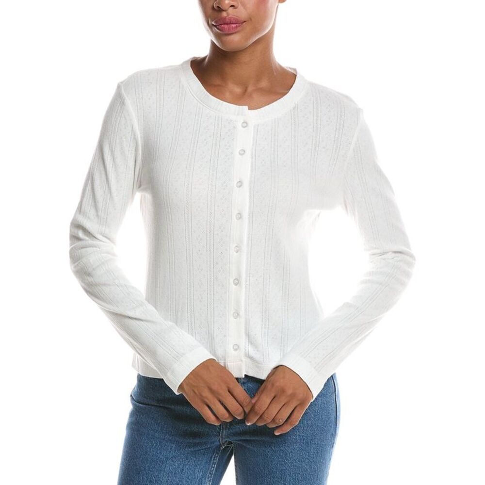 Perfectwhitetee Womens  Lila Pointelle Cardigan, White
